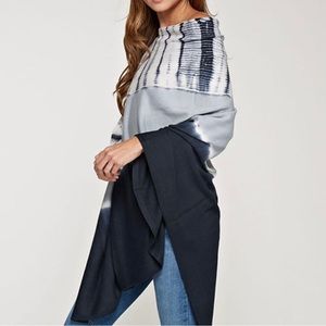 Love Stitch Navy/white tie-dye poncho. Tie dye.